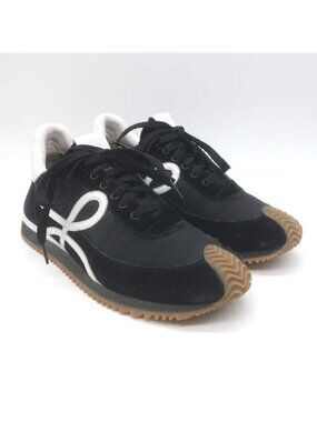 Loewe Flow Runner Sneakers Black Nylon & White Leather Size 38
